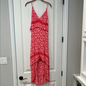 Express Red Floral High Low Dress-Size Small